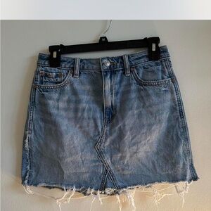 American Eagle Outfitters Light Blue Distressed Denim Skirt